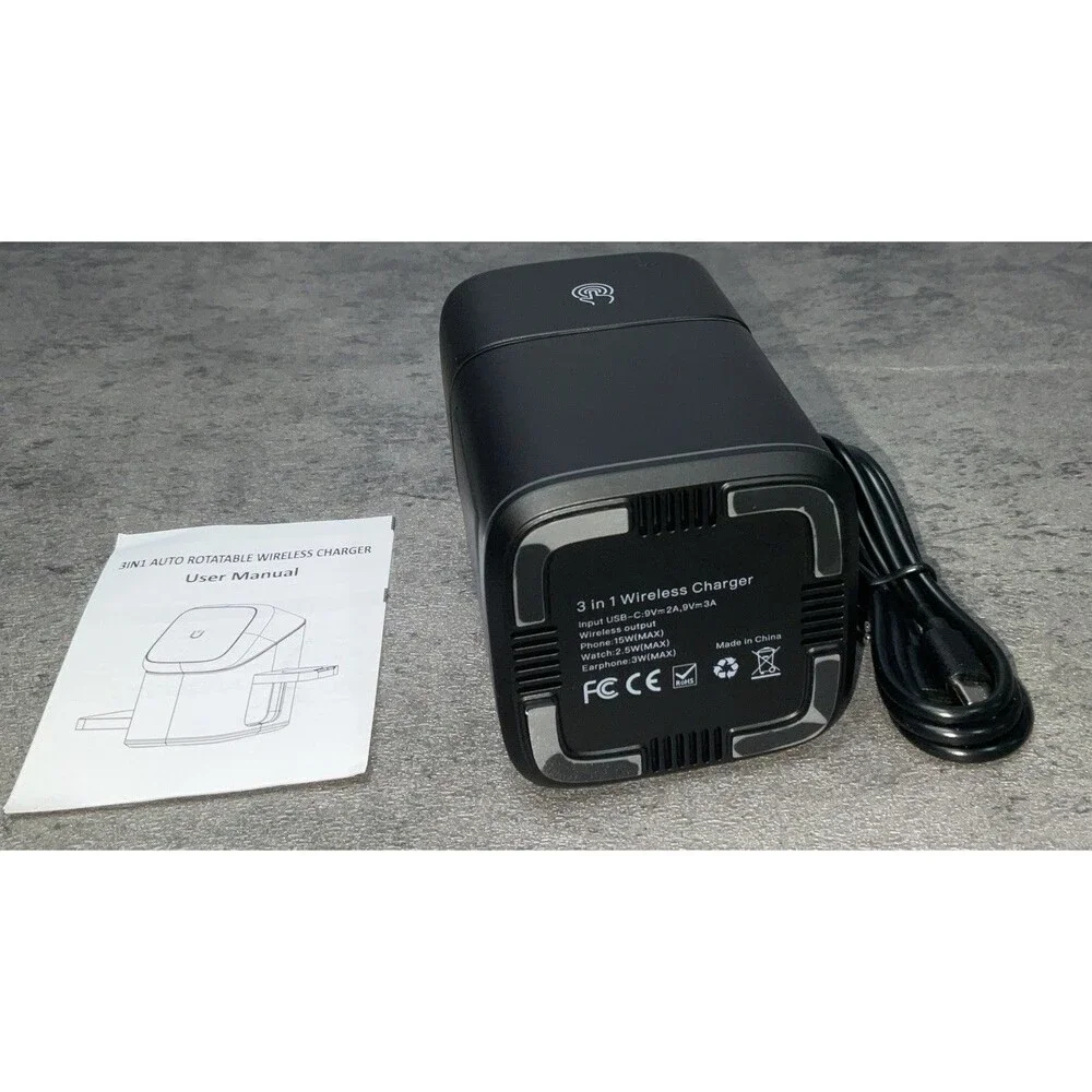 3 in 1 Auto Rotatable Wireless Charger mobile Phone,earphone,watch
